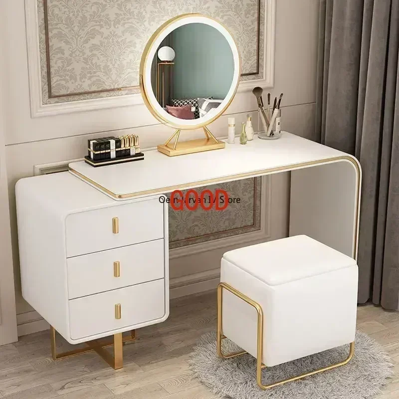 Dressers Luxury Dressing Table Lights Mirror Makeup Nordic Ins Dressing Table Cabinet Toaletka Do Coiffeuse Bedroom Furniture