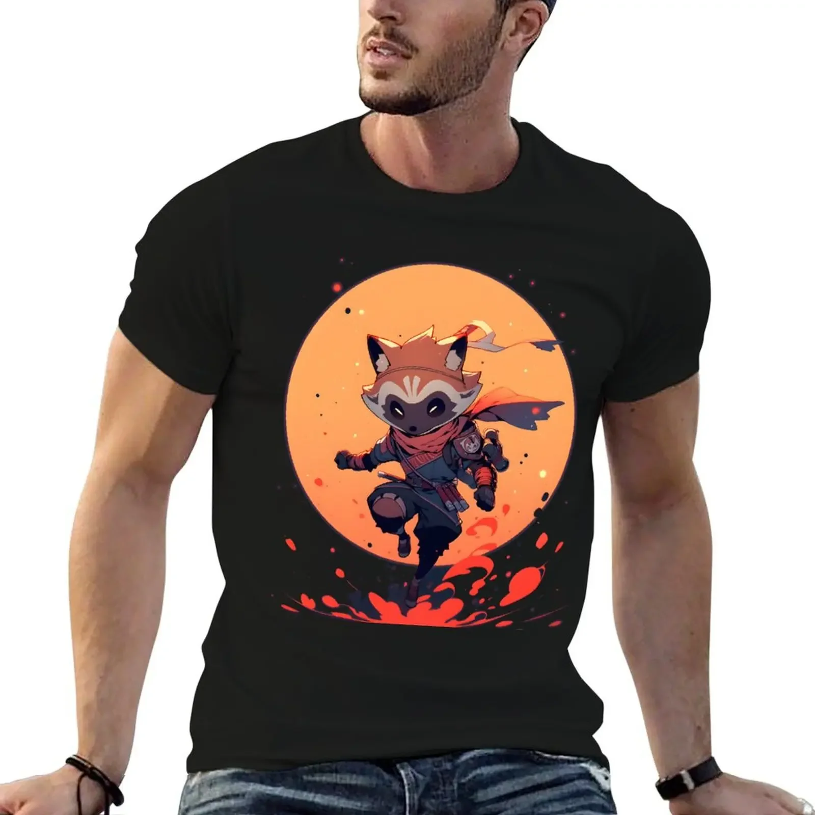 MIDNIGHT FOX RACCON T-Shirt new edition quick-drying boys whites shirts graphic tee mens shirts graphic tee