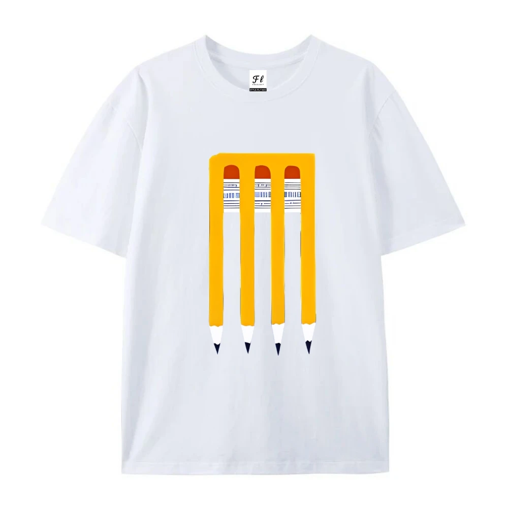 Pencil Cage T shirt Creative Stationery Print Summer Casual Loose Short Sleeved Fun Stylish Unique Fashionable Cloth Tops