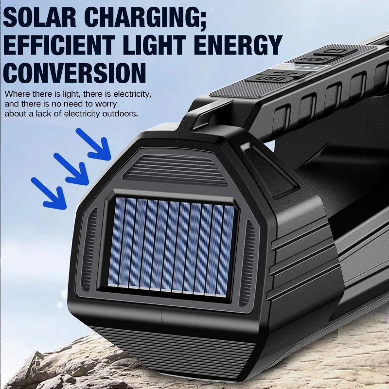 جديد فلاش مصباح يدوي كشاف بالطاقة الشمسية ضوء قوي تحذير المحمولة مصباح يدوي في الهواء الطلق إضاءة متعددة الوظائف #3