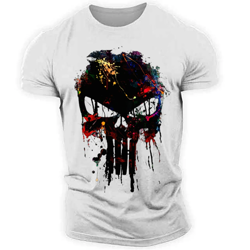 Men's T Shirt 3D Print Military Patriotic Skulls T-shirts Oversized T-Shirt O-Neck Loose Short-Sleeved Tee Shirt Men Clothing