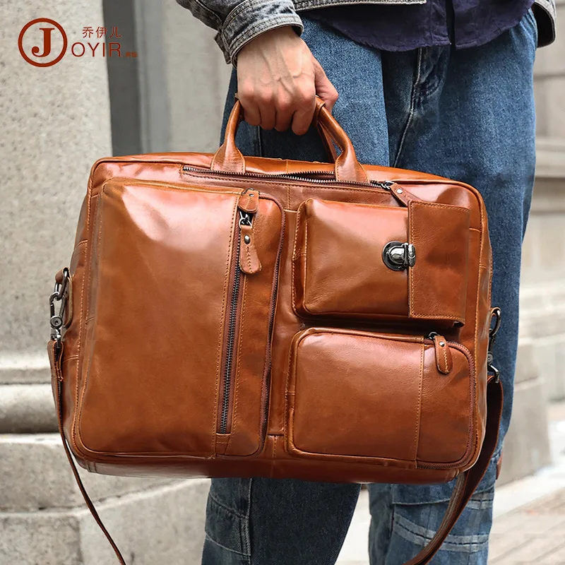 

New Business Leather Briefcase Men's Bag Multi-Functional Retro Men's Backpack 17-Inch Computer Men's Handbag