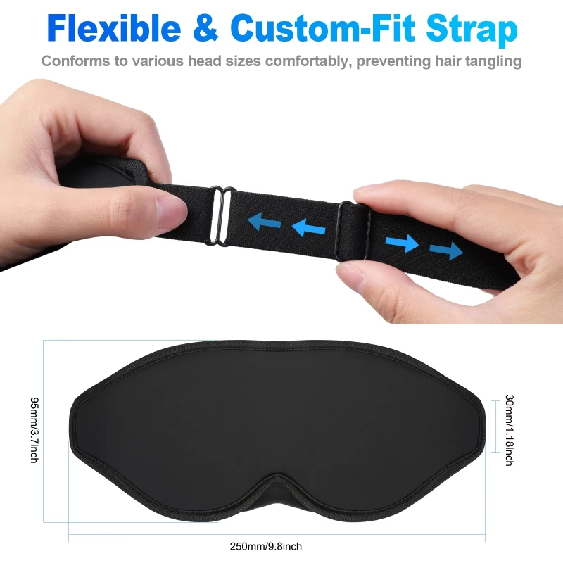 3D Eye Mask Adjustable Suitable for Men and Women with No Pressure on the Eyes Breathable and Light Blocking Eye Mask Black