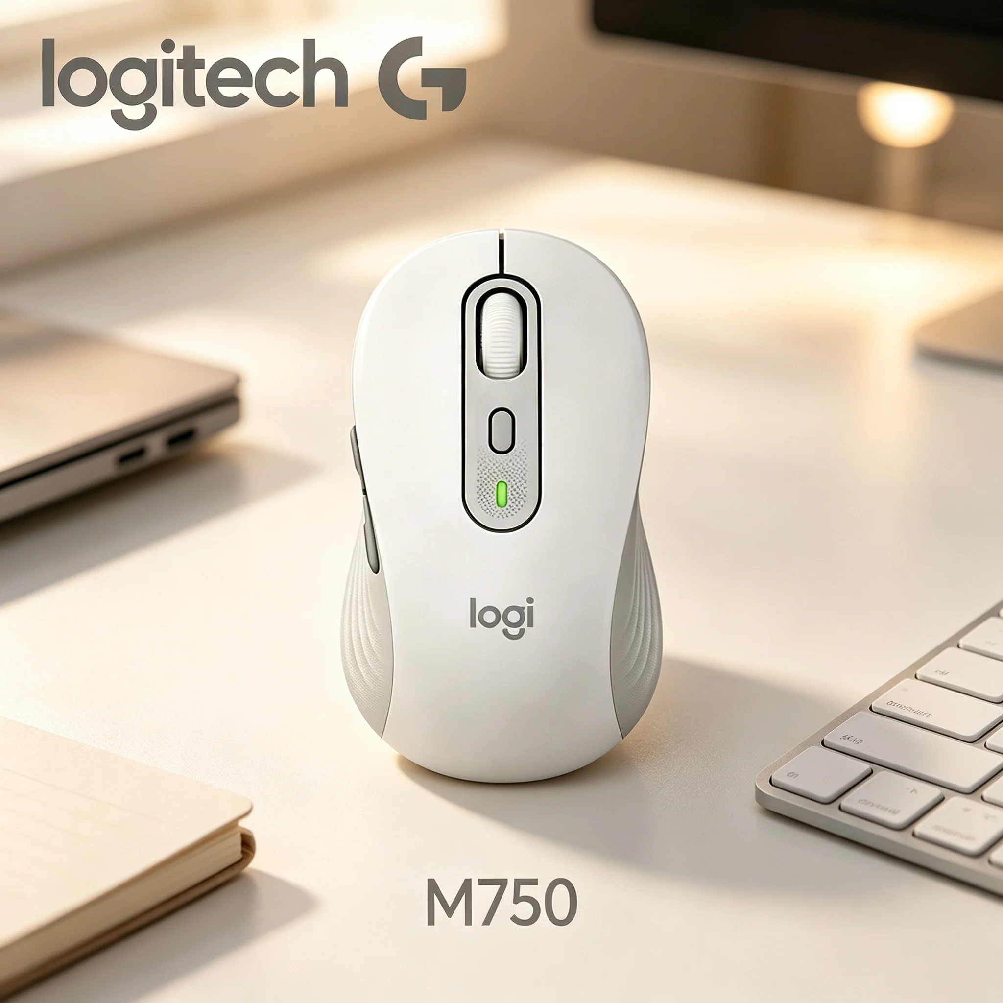 Logitech M750 Quiet Click Ergonomic Mouse Low‑Noise Buttons Perfect For Night Home Working Shared Office Environment