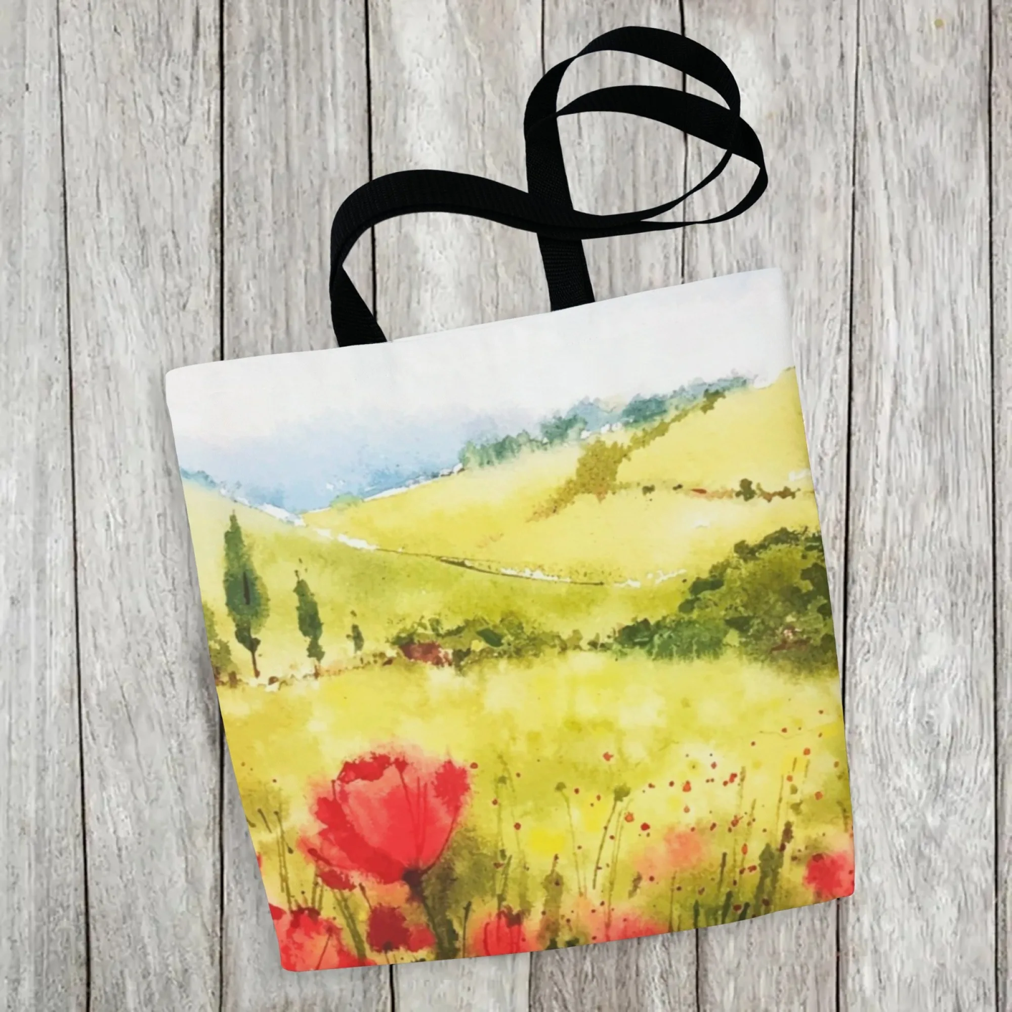 حقيبة يد نسائية ذات ألوان مائية من Tuscany Field ذات مناظر طبيعية ريفية فنية ذات سعة كبيرة مثالية للسفر اليومي والنزهات غير الرسمية #5