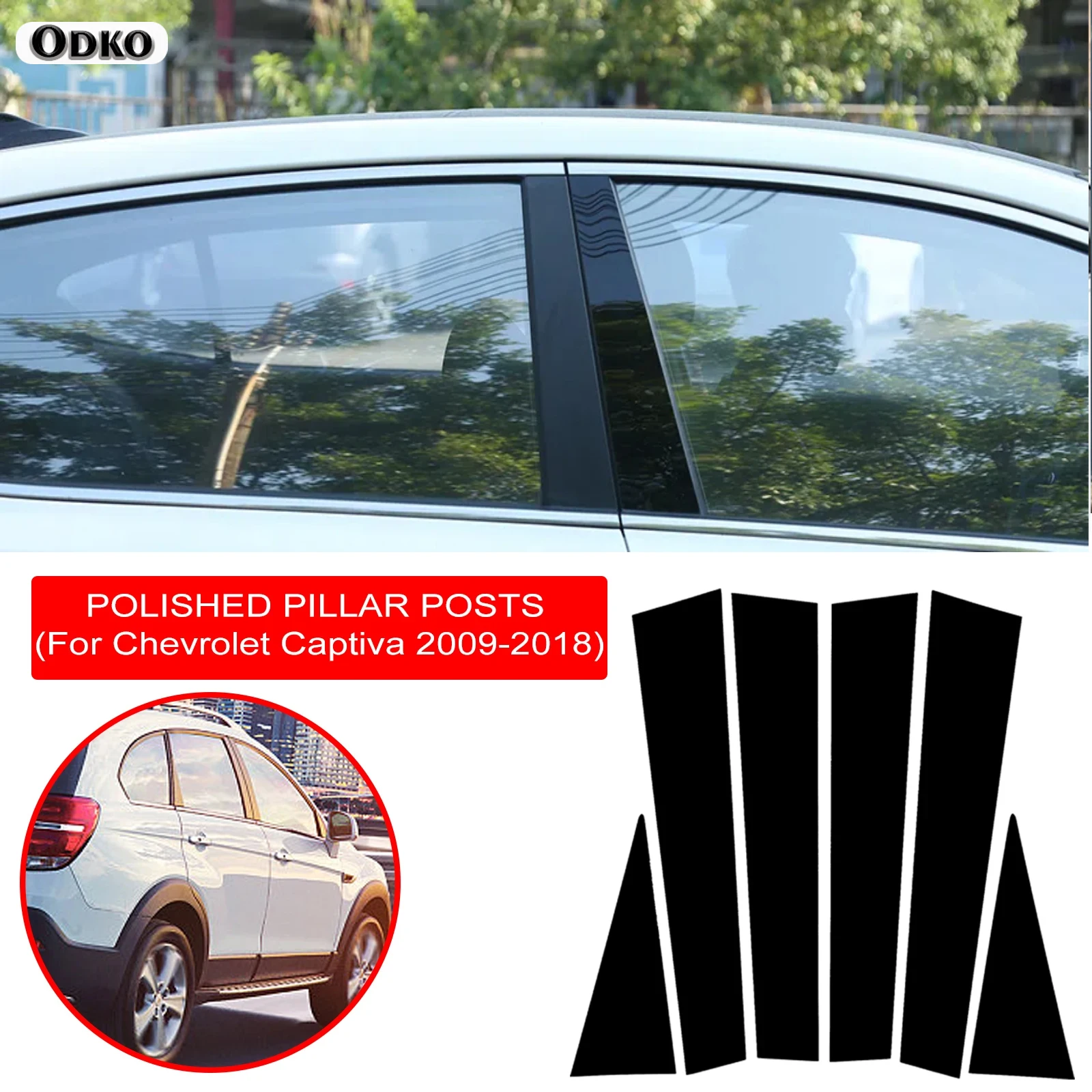 6PCS Polished Pillar Posts For Chevrolet Captiva 2009-2018 Car Window Trim Cover BC Column Sticker Styling Accessories