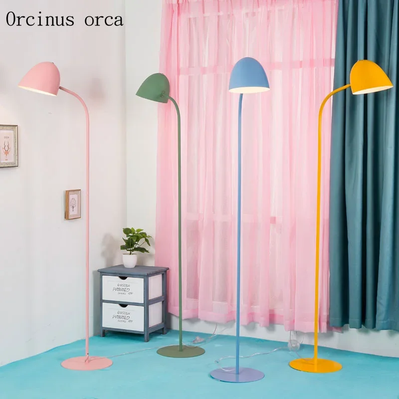 Nordic post-modern  LED coloured floor lamp living room study American style creative personality vertical floor lamp
