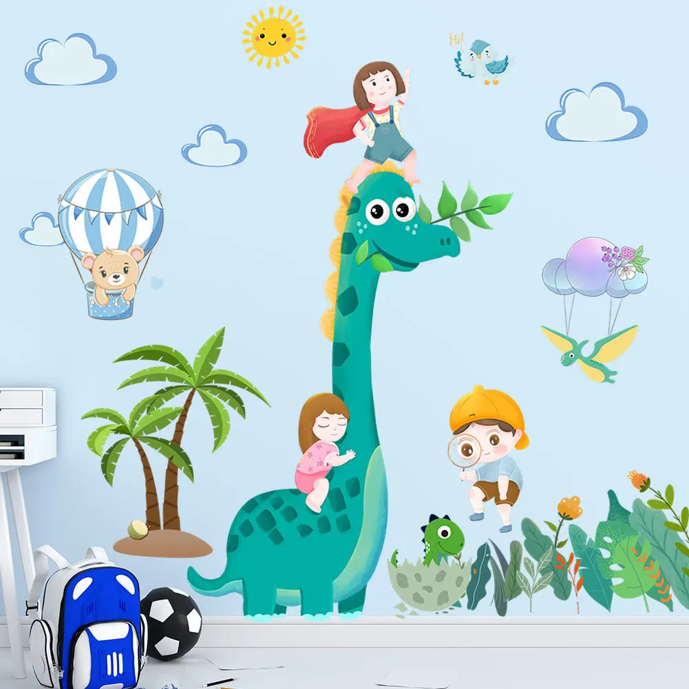 cartoon dinosaur wall sticker for kindergarten self adhesive baby room decor cute dino wall decal