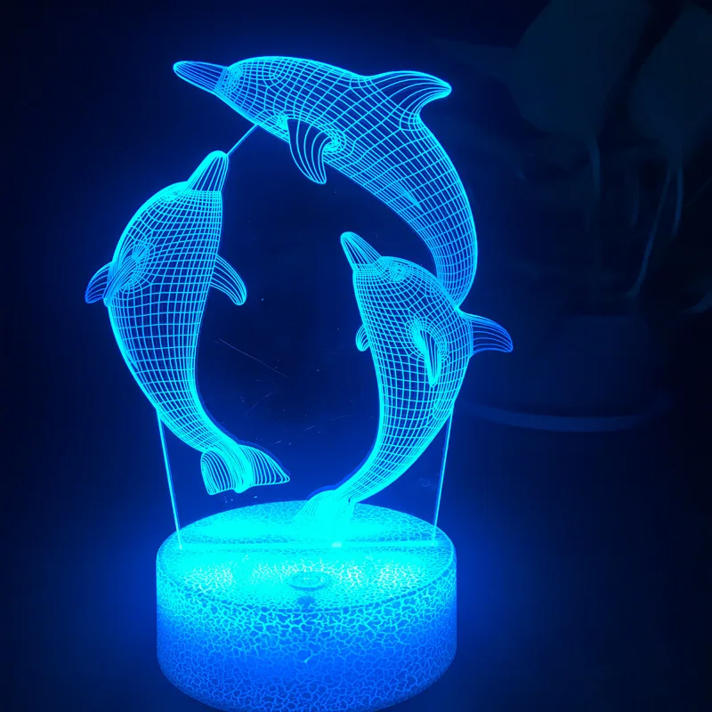 Nighdn Dolphin LED Night Lamp for Kids Bedroom USB Light Child Nightlight Acrylic Lamp Bedside Table Night Light Birthday Gift