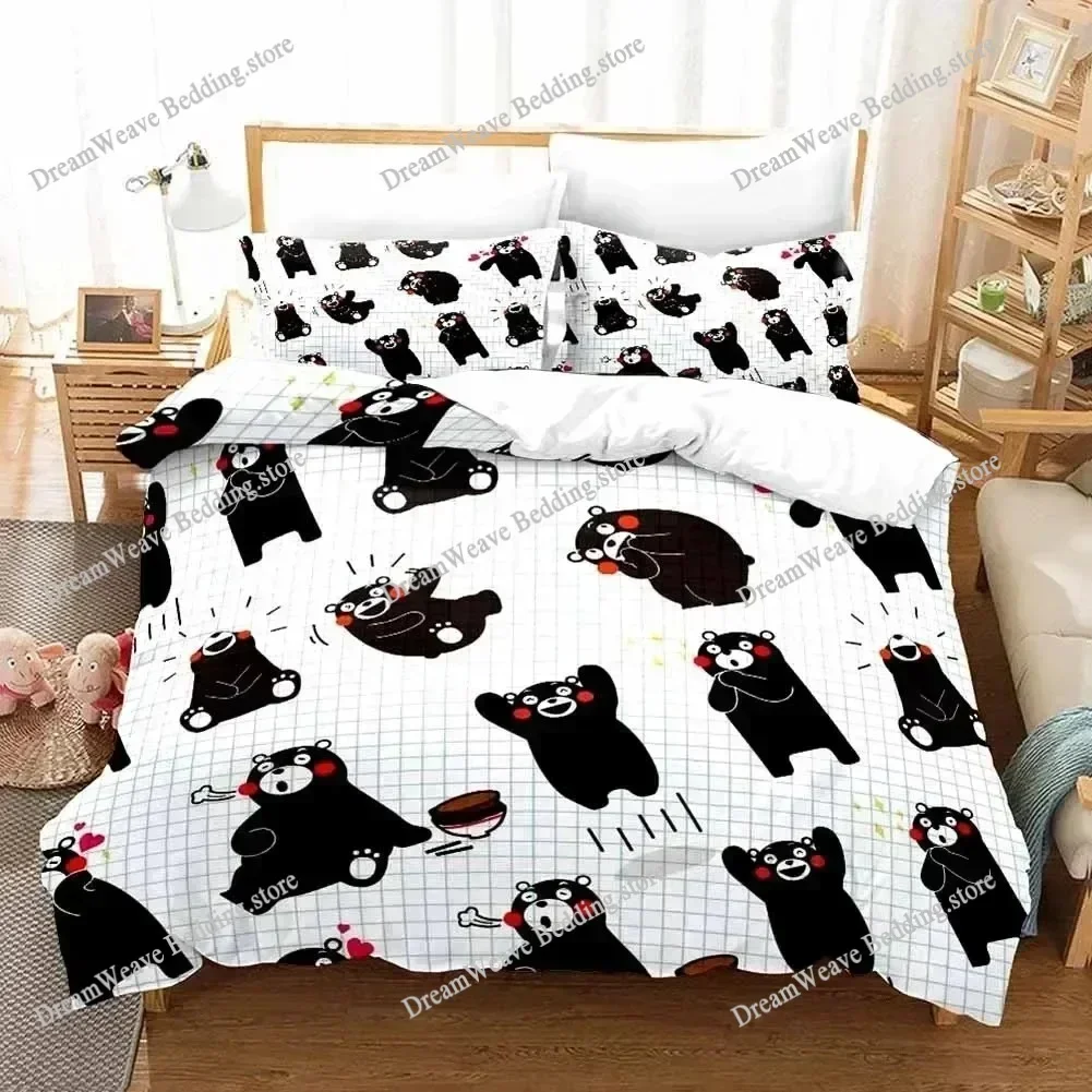 3D Print Kawaii Cartoon Comics Kumamon Bedding Set Double Twin Duvet Cover Comforter Pillowcase Boys Girls Adults Quilt Cover592 4