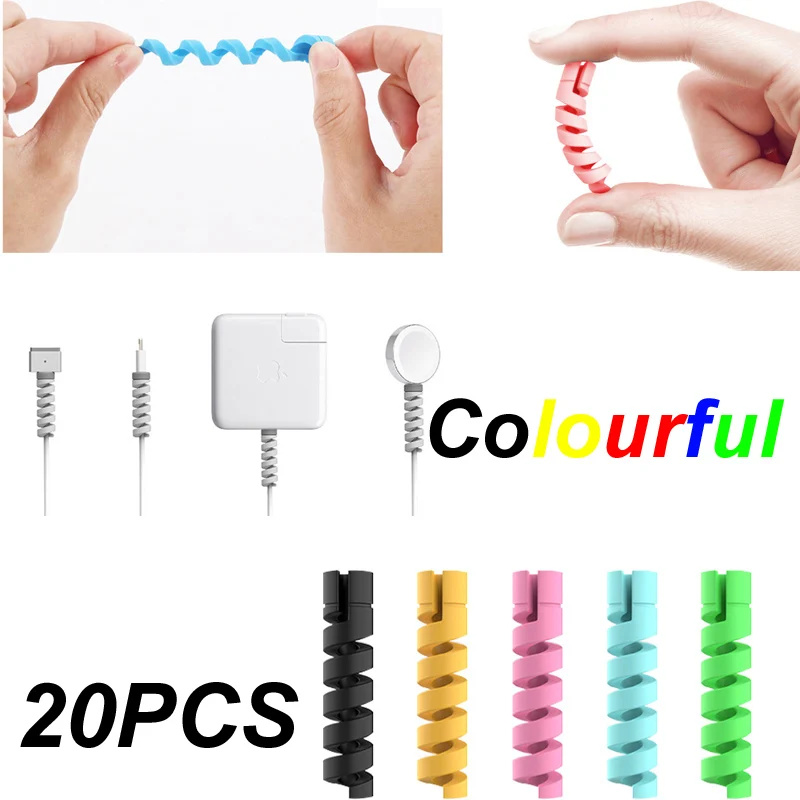 20PCS Colourful Charging Cable Protector For Phones Cable holder Ties cable winder Clip Mouse USB Charger management organizer