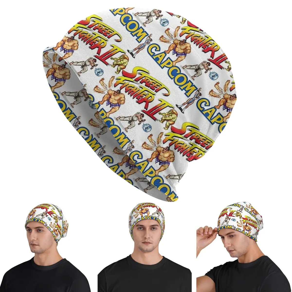 

Street Fighter 2 Turbo Pattern Skullies Beanies Hats Warm Autumn Winter Outdoor Cap Knitted Bonnet Caps for Unisex Adult