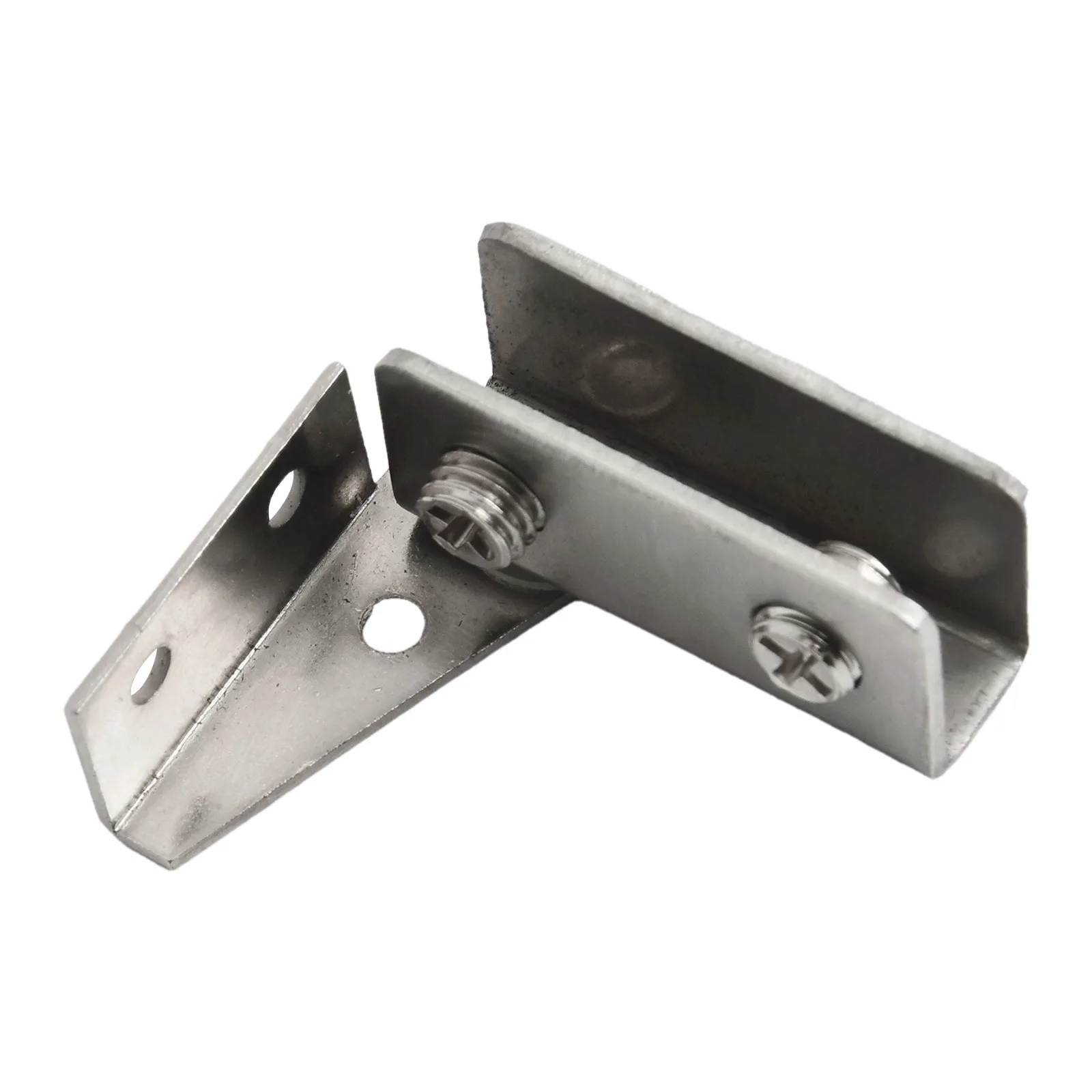 New Practical Glass Hinges Clips For Bathroom Stainless Steel 2pcs 43.5x40mm Accessories Cabinet Kitchen Shelves