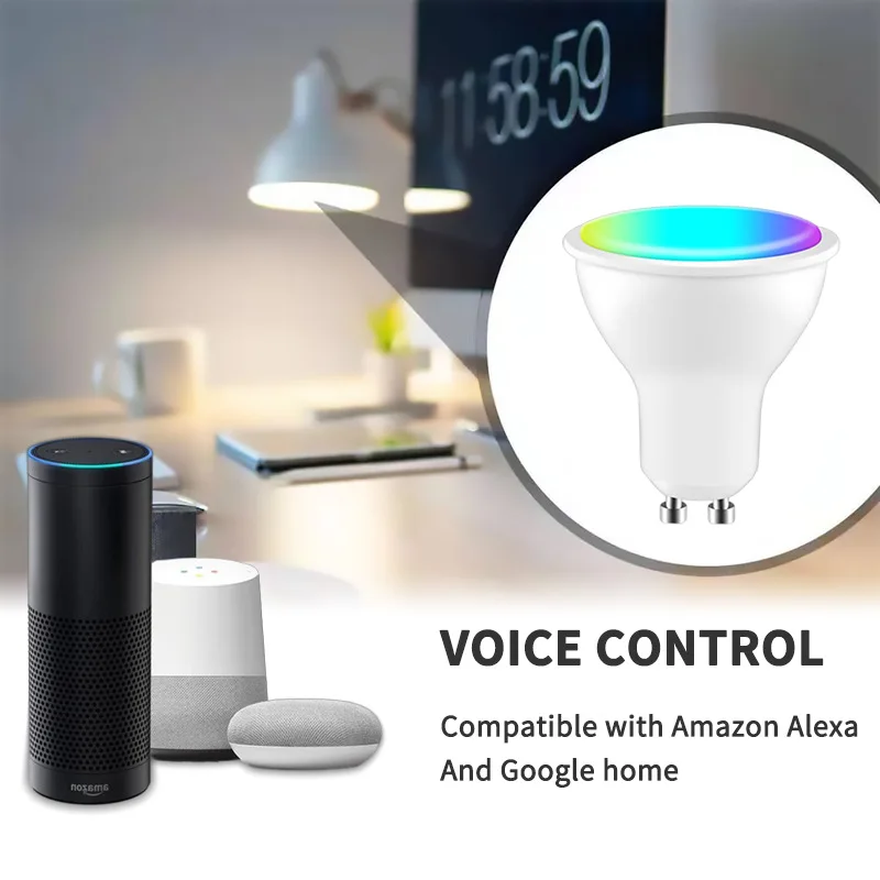 Tuya WiFi Smart Dimmable Copo de Luz, Alexa e Google Voice Control, GU10, 4W, ZN285816