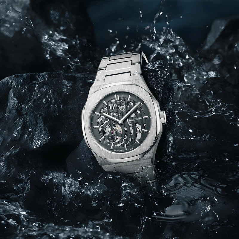 

DANIEL GORMAN Brand Fashion Sports Steel Watches Men Luxury Automatic Mechanical Skeleton Waterproof Watches Relogio Masculino