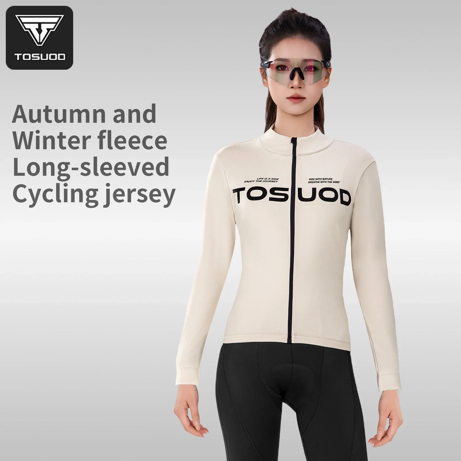 

TOSUOD Warm High Elasticity Cycling Jersey 80% Polyester 20% Spandex Breathable Full Zipper Pockets For Winter Outdoor Cycling
