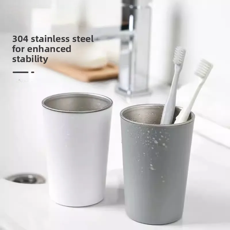 

Stainl Steel Toothbru Cup Set Children Couple Simple Sle Ia Mouthwa Cup Bru Holder Metal Batoom Accories