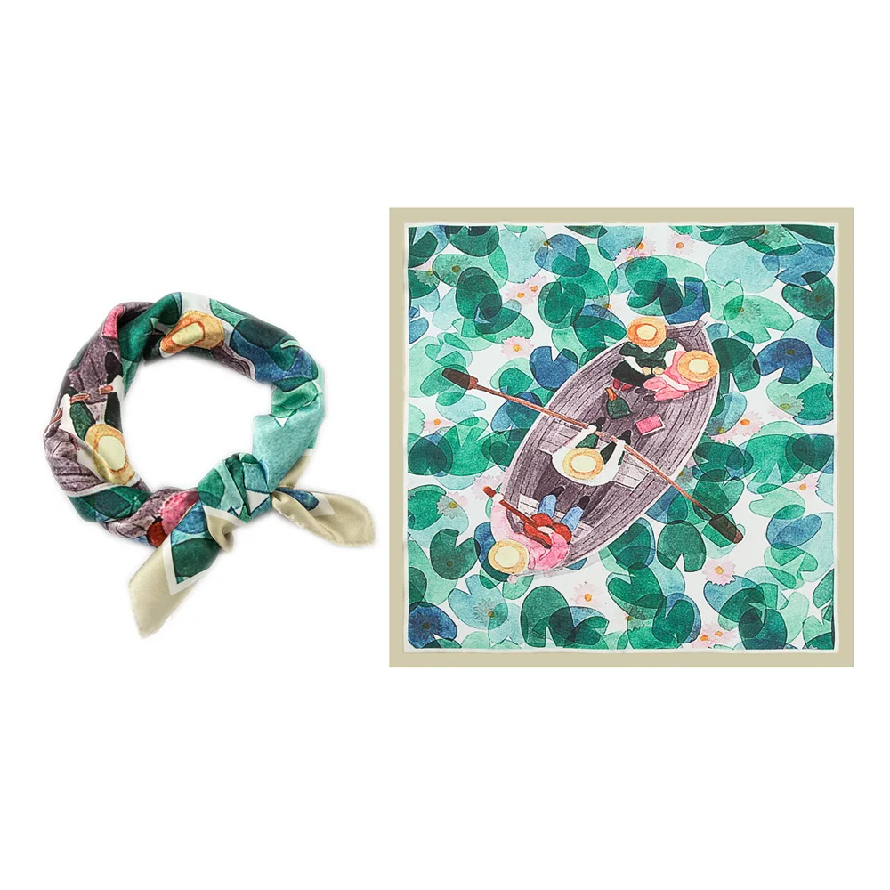 KC* (55cmX55cm) New fashion color matching cashew silk scarf simple polka dot square scarf