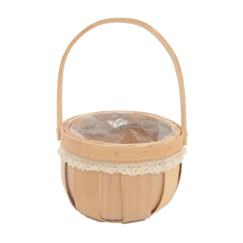 

Wood Chip Flower Basket Decorative Planter Arrangement Woven Wood Flower Basket Perfect for Wedding Party Anniversary Birthday