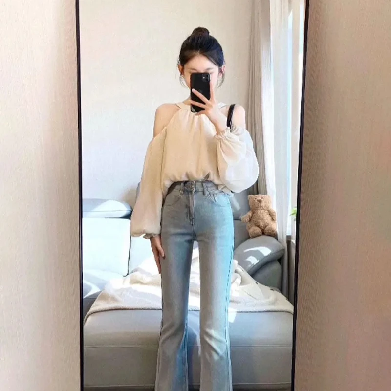 

Women's Jeans Flared Slim Fit Female Cowboy Pants Flare Streetwear Cheap Harajuku Fashion 2025 High Quality Stretched Trousers