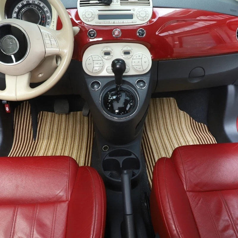 

TPE Rubber Beige Car Front Row Wire Loop Floor Mats Trim Interior Car Accessories For Fiat 500 2007-2015