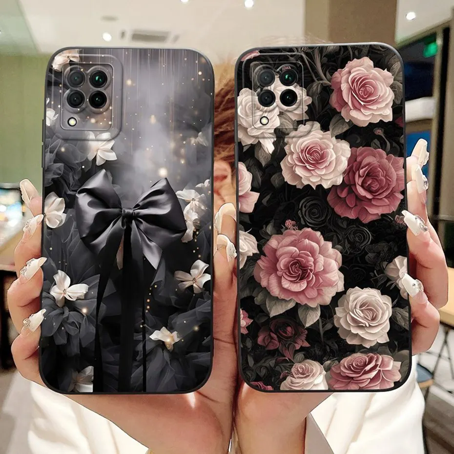 Beautiful Floral Phone Case For Huawei P40 Lite Nova 6 SE 7i Soft Silicone Shockproof Cover For Huawei P40lite Cases Bumpers