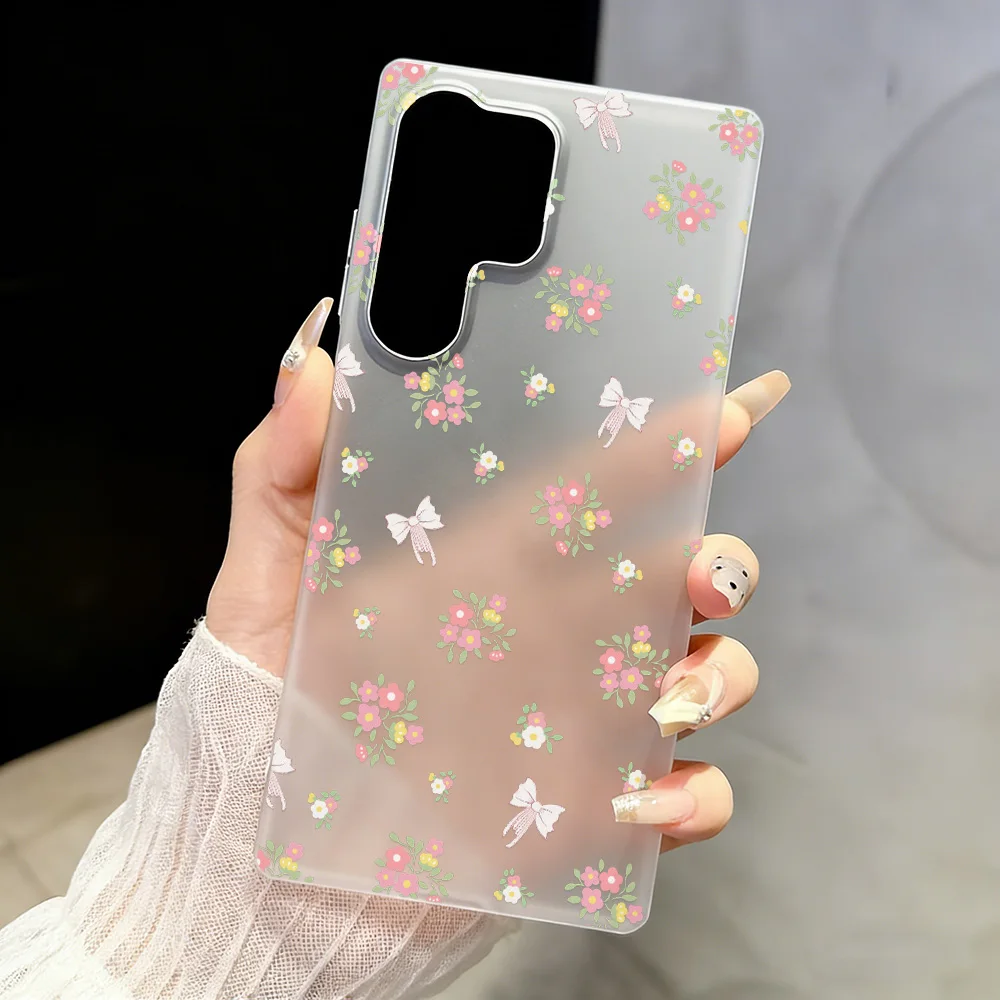 Transparent Case For Samsung S26 Ultra S25 S23 S24 FE A56 5G A36 A26 A17 A07 A55 A54 A53 A35 A16 A15 A06 Flower Soft Matte Cover