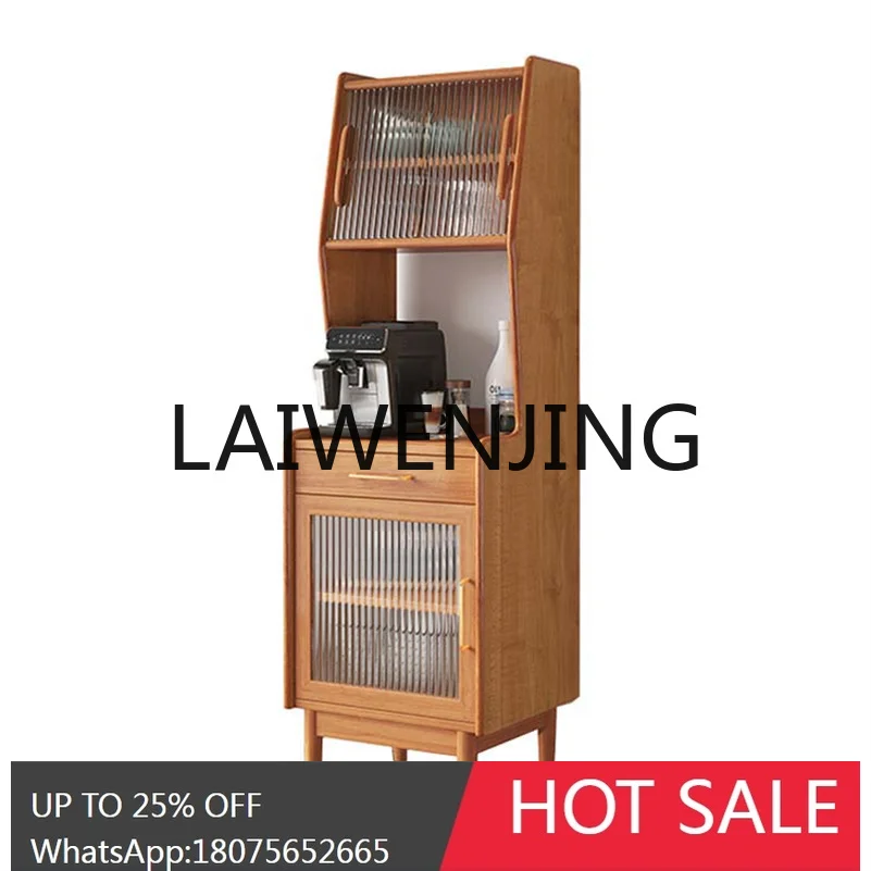 Nordic Solid Wood Dining Side Wine Cabinet Modern Wall Shelf Storage Narrow Tea Cabinet