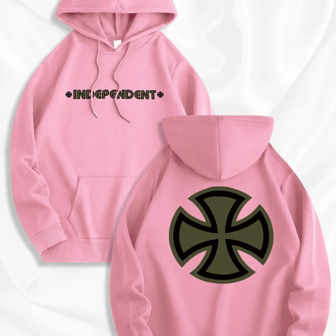 Men's new trendy hooded sweatshirt, casual daily drawstring hooded sports shirt with print, independent, front kangaroo pocket