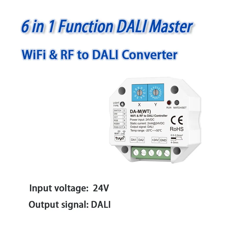 

DA-M(WT) WIFI & RF DALI Master DT6 DT8 DALI Master for Tuya APP Smart Control 1 DALI Address For DIM CCT RGB RGBW LED Strips