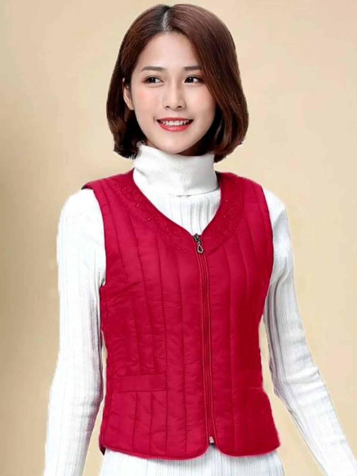 

Women's Slim Fit Lightweight down Cotton Vest Large Size ort Sle Autumn Winter Close-Fitting Warm Inner Core Trendy