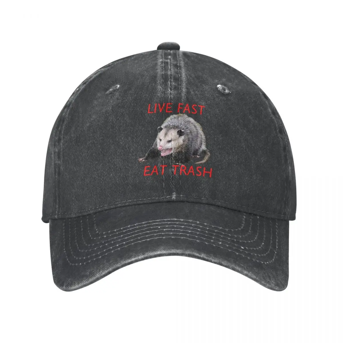 

Live Fast! Eat Trash! Possum Cap Cowboy Hat Big size hat Brand man caps Women's golf wear Men's