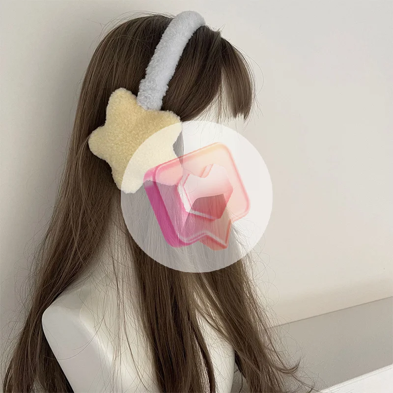 شتاء جديد الحلو فتاة لطيف غطاء للأذنين لطيف نجوم أفخم شتاء دافئ أغطية الرأس النساء سدادات الأذن الباردة حماية الأذن يفشل #1