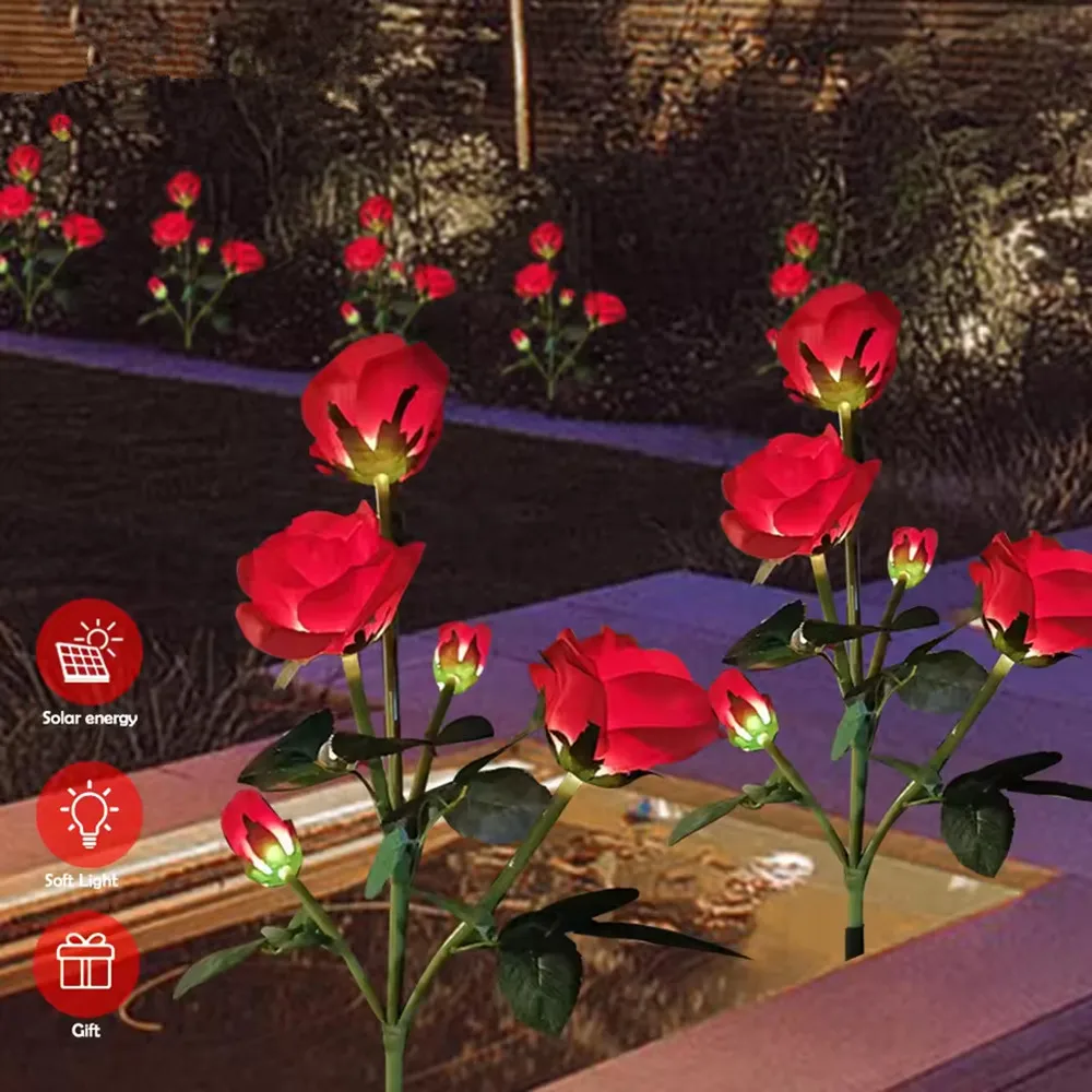 

Wedding Solar Lights Outdoor Decorative Solar Garden Lights Rose Flower Lawn Lamp for Yard Patio Garden Decor Flowers