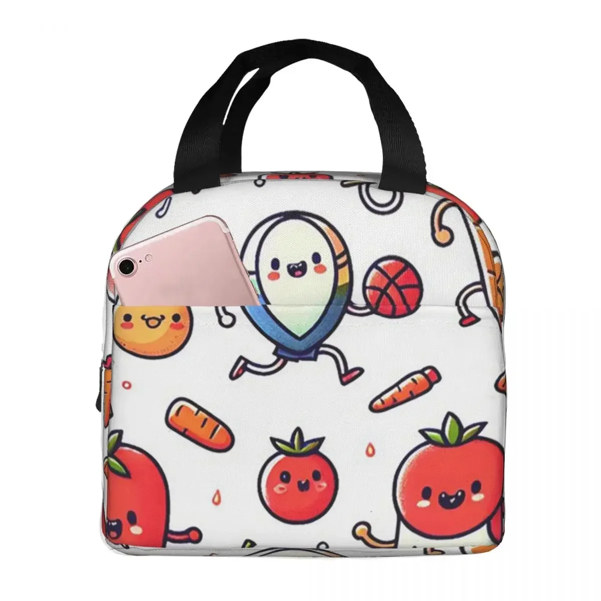 Fun Vegetable Painting Insulated Lunch Bag for Kids School Cooler Thermal Food Box Tote Portable Lunch Boxes Container