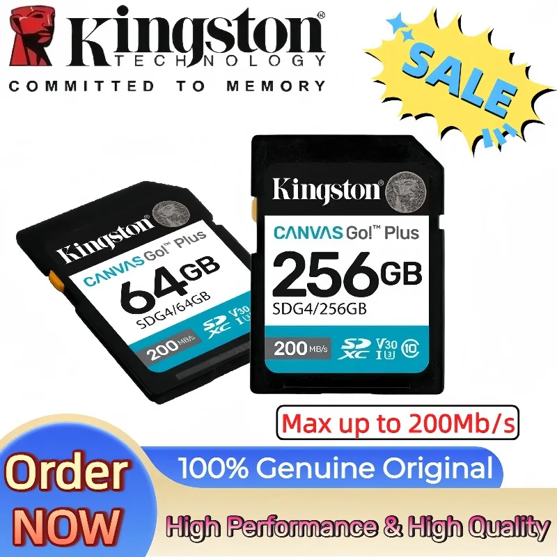 NEW Genuine Kingston Canvas Go Plus Class10 SD Card 64GB 128GB 256GB 512GB 1TB U3 V30 High Speed SDXC Card For Camera 4K Video
