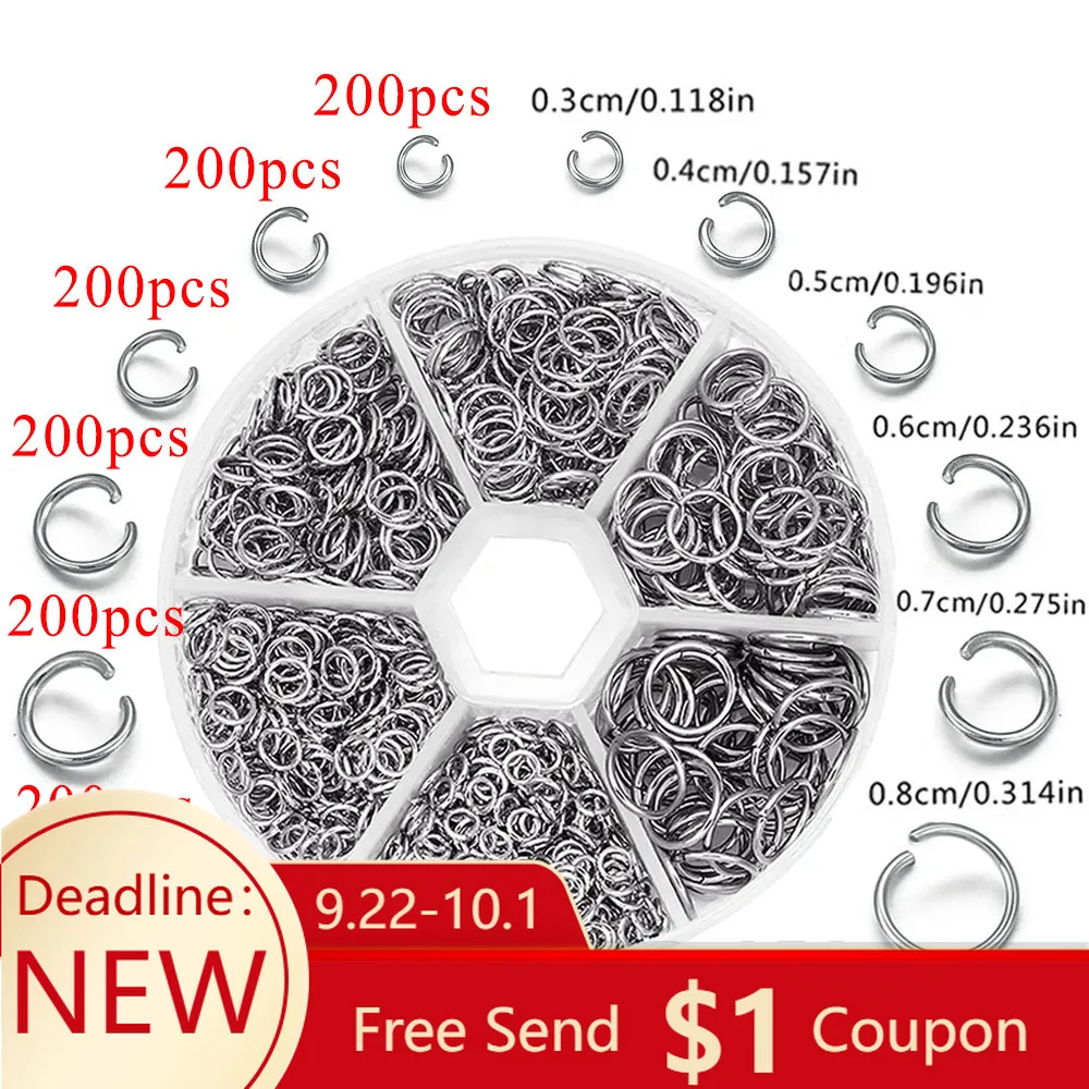 

1200pcs Stainless Steel Jump Rings&Split Rings Connector for DIY Necklaces Bracelet Earrings Keyrings Jewelry Making Accessories