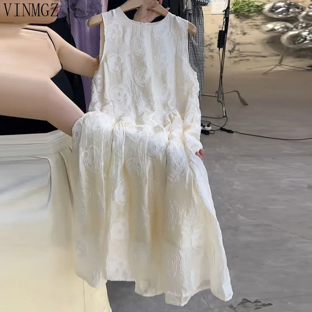 

French three-dimensional cut flower sleeveless dress women's foreign style loose vest skirt