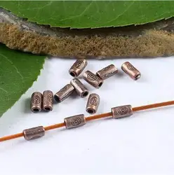 120pcs 5mm long ,2mm thick hole 1mm antiqued copper color 2sided circles pattern spacer bead h1888