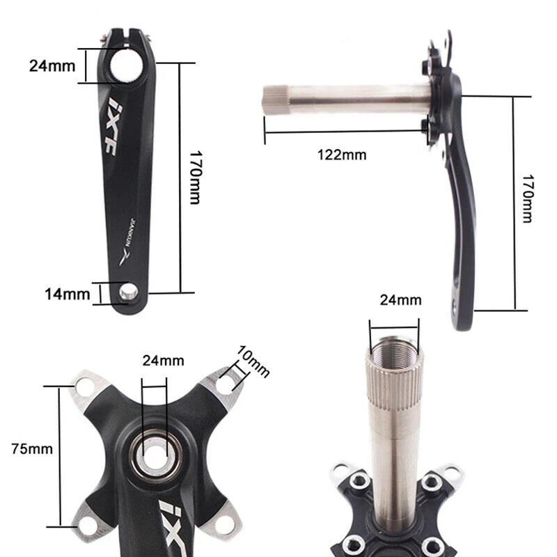 IXF Mountain Bike Hollow Technology 170mm Crank + BB + 104BCD Round Narrow Chainring 32T 34T 36T 38T Crankset Tooth Plate Parts
