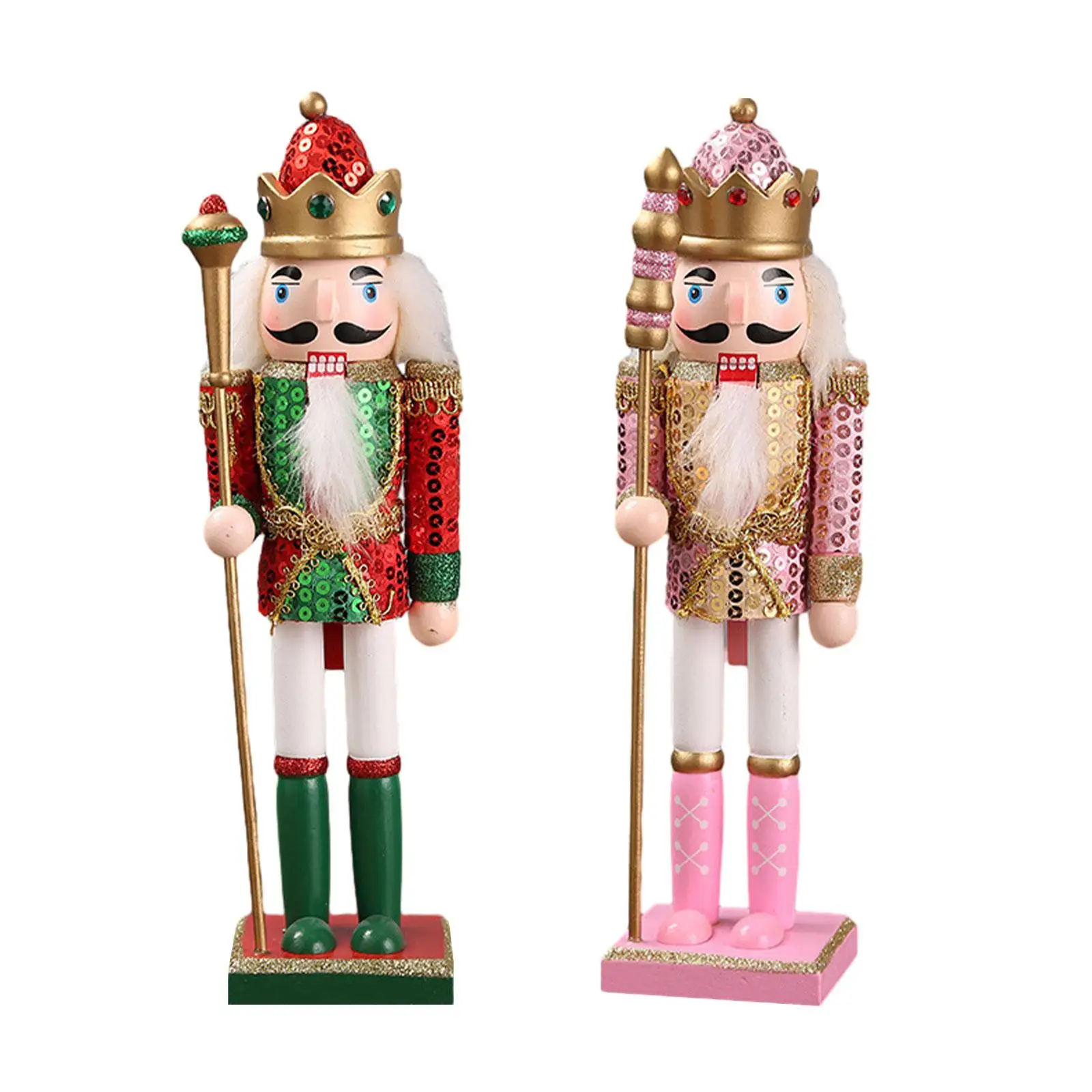 Christmas Nutcracker Ornament 12inch Desktop Crafts Collectibles Cartoon Figurine Statue for Tabletop Office Party Holiday Desk