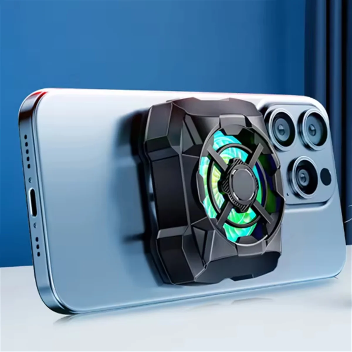 A14M Portable Rechargeable Phone Cooler 3 Speeds Adjustable Wireless Magnetic Mobile Phone Radiator with Light for All Phones