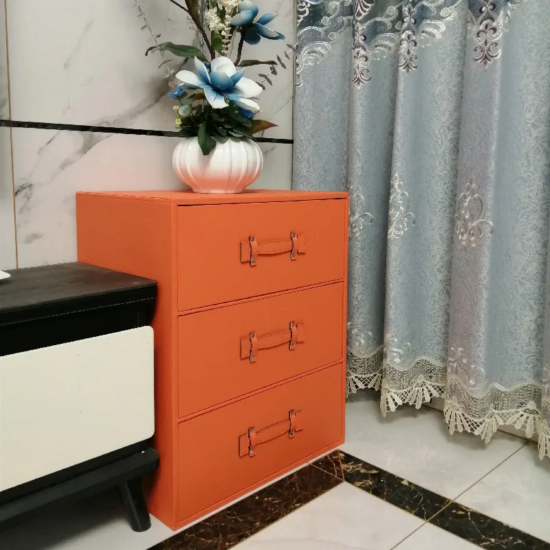 

Leather storage cabinet, five bucket cabinet, baby and baby clothing organization and storage