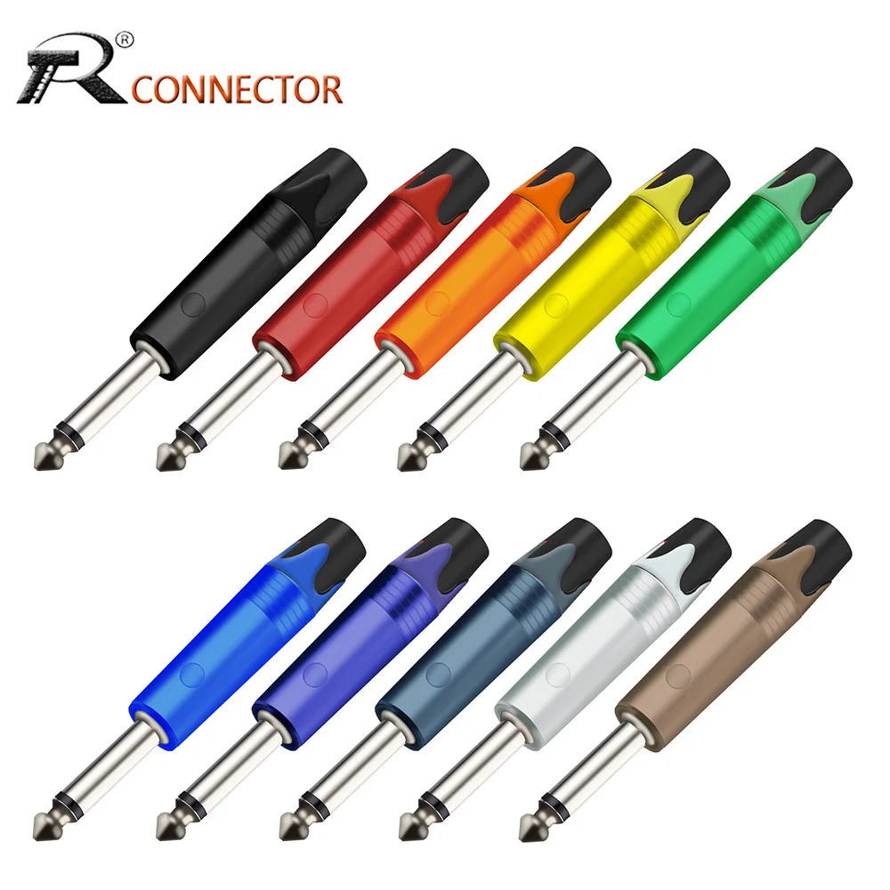 

10 шт. 6,35/1/4 мм 3,5-дюймовый моно штекер, аудио разъем типа «сделай сам» для пайки, никелированный 3,5-дюймовый разъем для гитарного кабеля