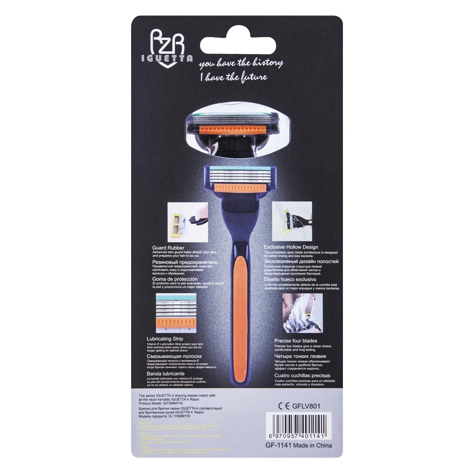 4-Blade Stainless Steel Manual Razor Classic Men's Stainless Steel Razor Suitable for men's shaving and women's hair removal view 5