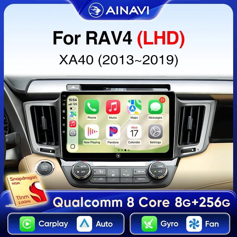 AINAVI Autoradio für Toyota RAV 4 RAV4 XA40 2013 2014 2015 2016 2017 2018 2019 Android Auto Wireless Carplay 10 Zoll 4G GPS Auto-Multimedia 2 DIN Navigation SWC Bluetooth 5.0 FM RDS DSP 48EQ HDMI