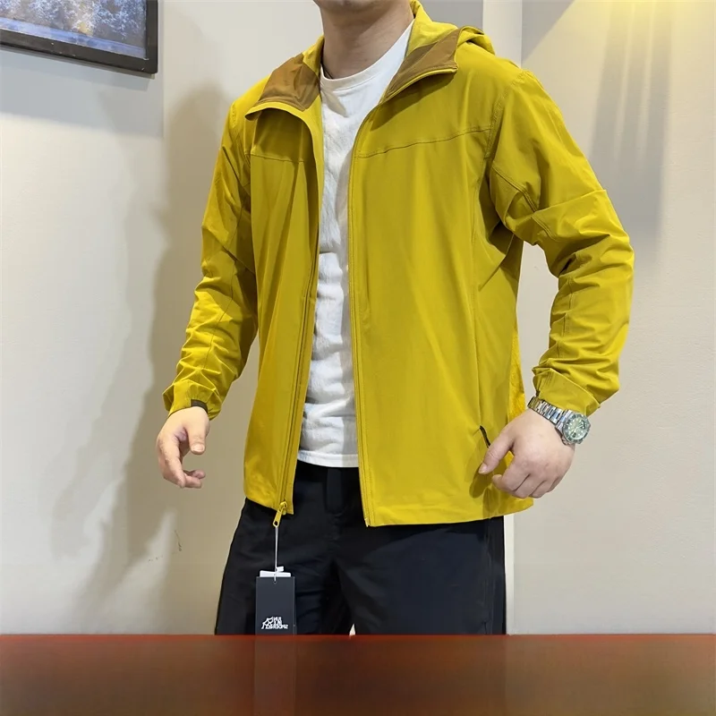 

Dingli Mou Lightweight Qui Dry Thin Soft ell Jaet Уличное мужское модное пальто с капюшоном Long Sve