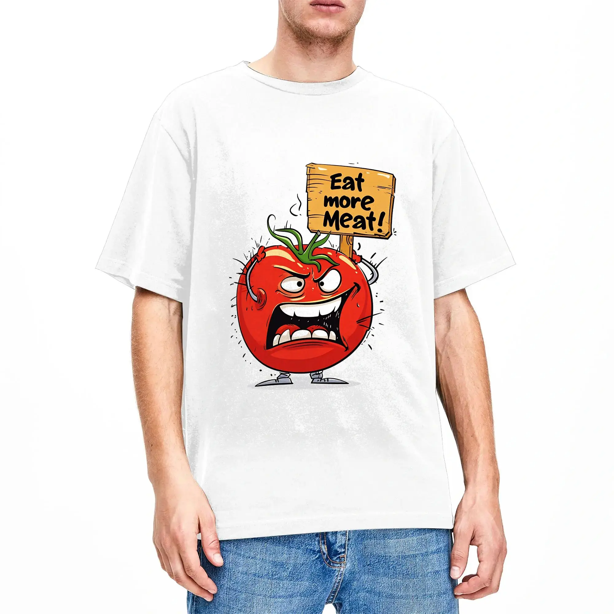 Meat Lover'S Revolt Cotton T Shirt For Men Summer Tomato Vintage T Shirts Harajuku Tee Shirt Big Size Printed Clothing