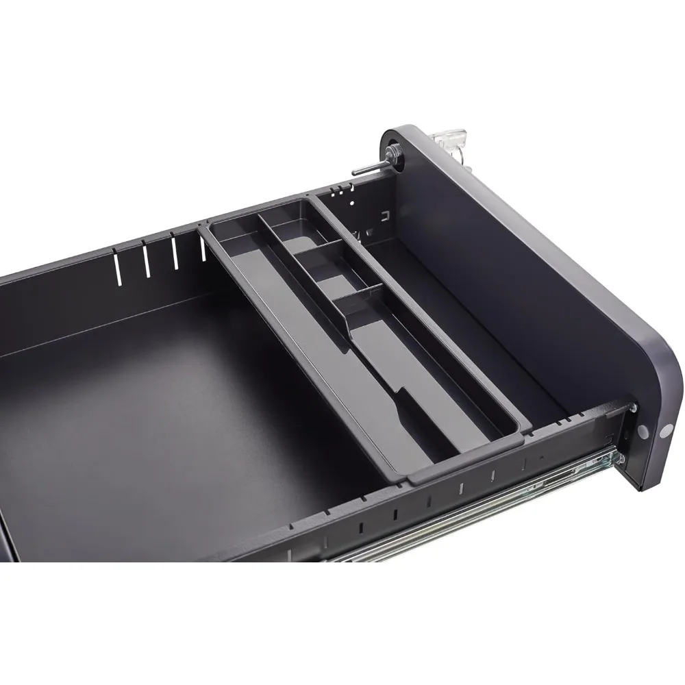 Vertical 4-Drawer Metallic Charcoal File Cabinet, Modern Office Storage Solution