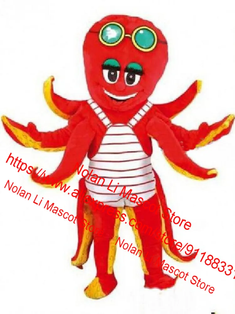 Red Octopus Mascot Costume Set para Role Play, Material EVA, Neutro Cartoon, Design elegante, Publicidade, Holiday Gift, 241